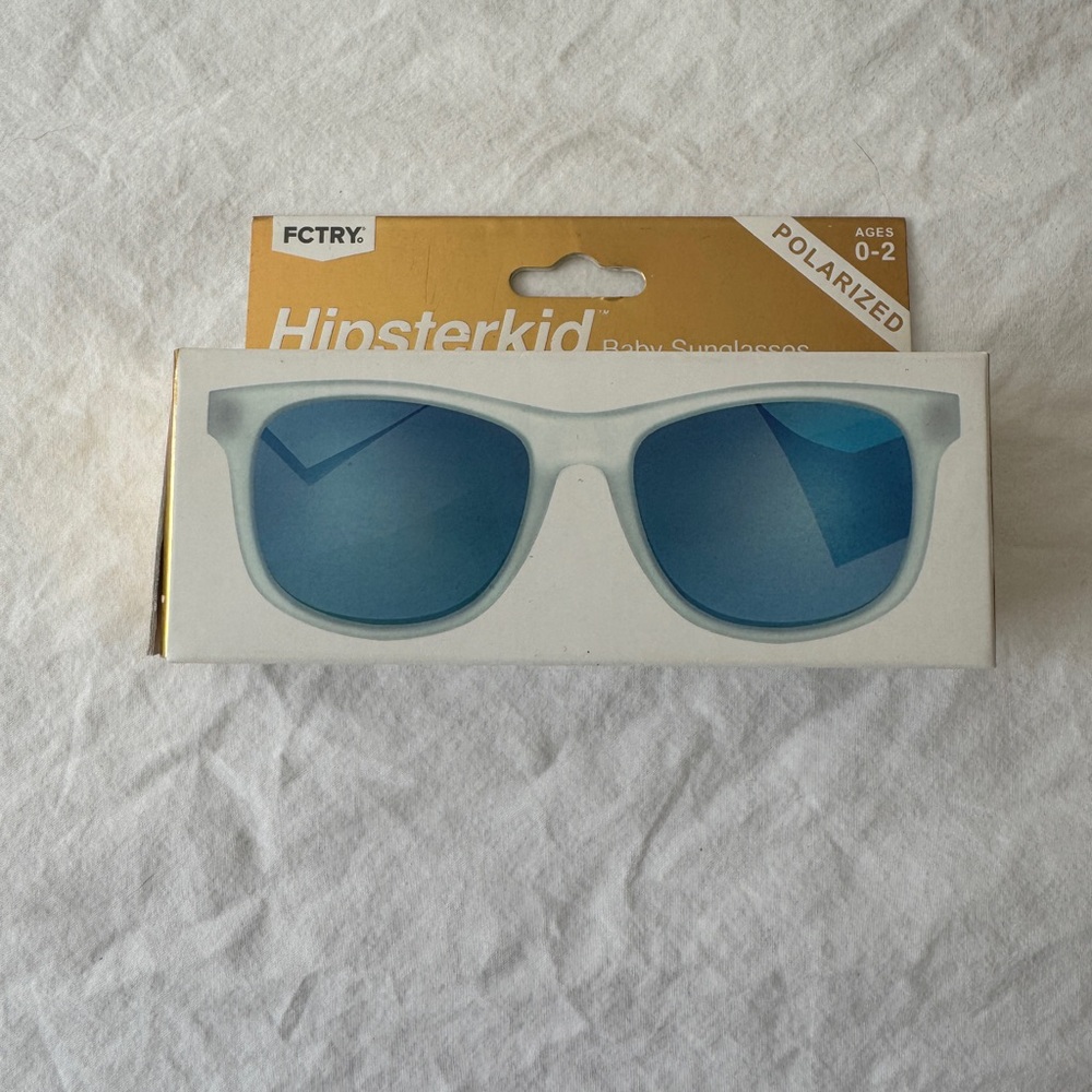 Hipsterkid Baby Polarized Sunglasses - White Frame, Blue Lenses w/Guarentee